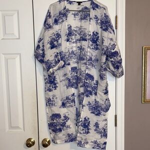 Ann Taylor Toile Linen Duster Kimono